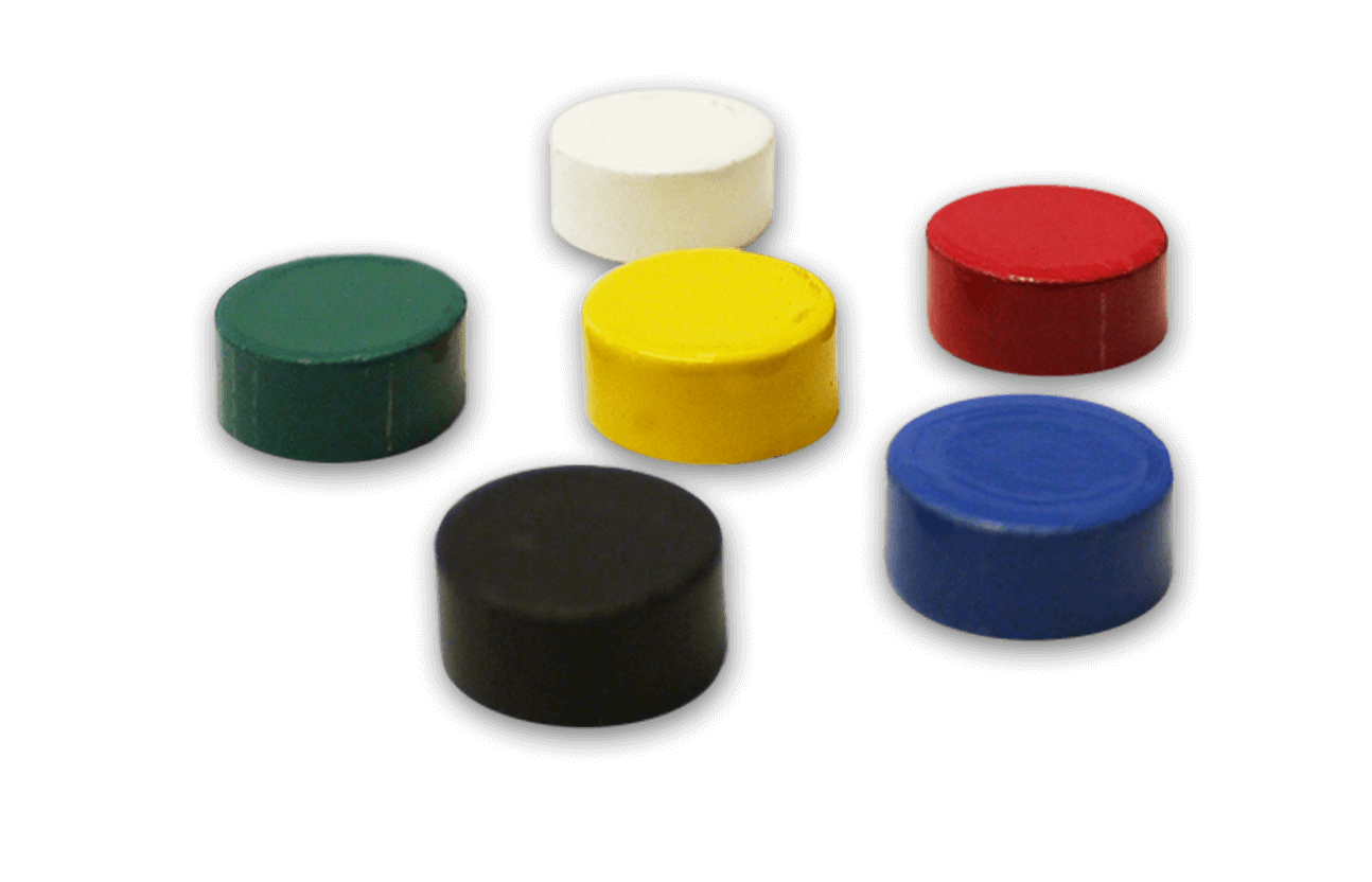Round ceramic magnets for use with magnetic board