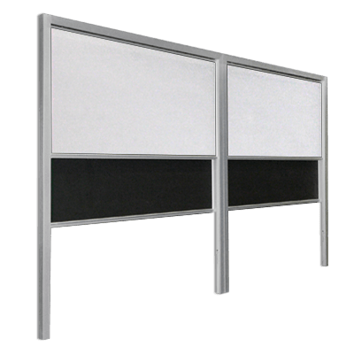 Double vertical sliding board with many writing surfaces