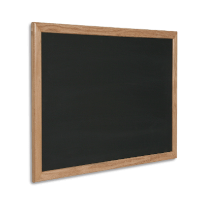 Tableau d'écriture avec une surface en porcelaine noire et un cadre en bois