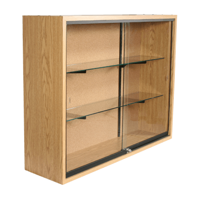 Présentoir vitré avec serrure, tablettes et portes en verre